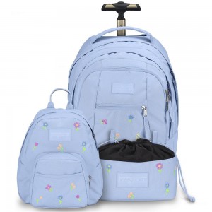 Jansport Embroidered Blossom Hydrangea Bundle Reppu Sininen | FI3366QZ